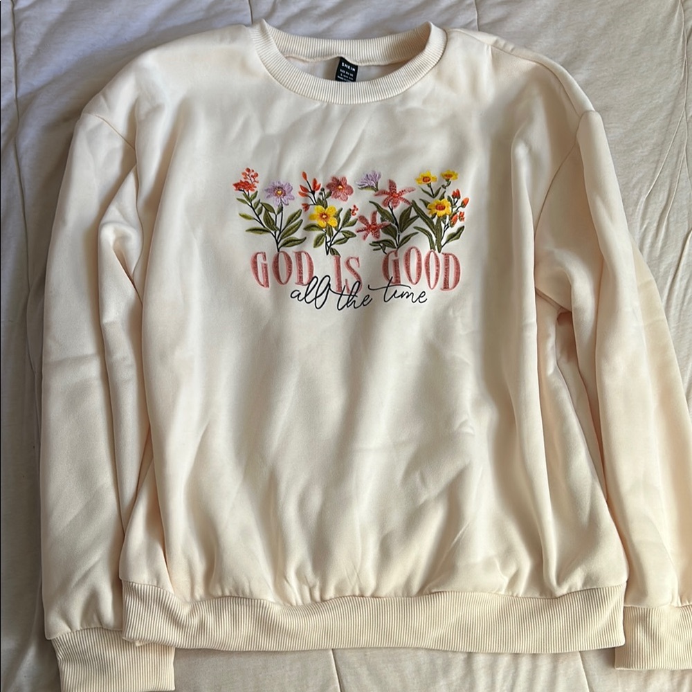 Cream Floral Embroidered Women's Sweater